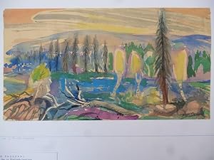 A. Bajorat Original Aquarell "Kleiner See in Finnisch-Lappland", handsigniert Original-Blatt 1975