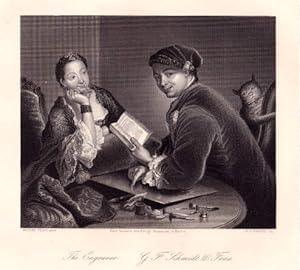 G.F.Schmidt und Frau - The Engraver. Stahlstich von A.H.Payne nach Antoine Pesne.