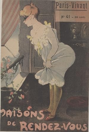 "MAISONS DE RENDEZ-VOUS / PARIS-VIVANT N°41" Affichette d'intérieur originale entoilée / Litho po...