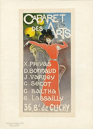 "CABARET DES ARTS" Litho de E. Charles LUCAS / Imp. CHAIX (1898) Planche originale Maîtres de l'A...