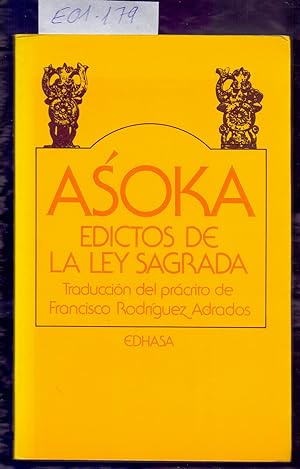 Imagen del vendedor de ASOKA, EDICTOS DE LA LEY SAGRADA a la venta por Libreria 7 Soles