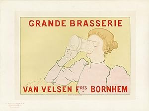"GRANDE BRASSERIE VAN VELSEN" / Litho de Armand RASSENFOSSE / Imp. CHAIX (1894) / Planche origina...