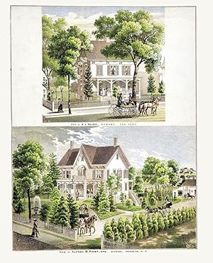 Kelsey & Post Residences, Goshen, Orange Co., N.Y. 1875 Color Giclee Print