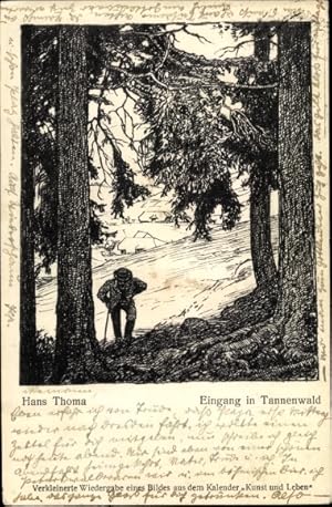 Bild des Verkufers fr Knstler Ansichtskarte / Postkarte Thoma, Hans, Eingang im Tannenwald, Kalender Kunst und Leben zum Verkauf von akpool GmbH