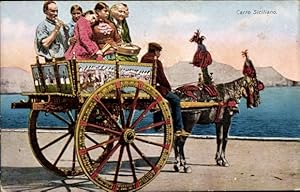 Bild des Verkufers fr Ansichtskarte / Postkarte Sizilien, Carro Siciliano, Kutsche, Trachten zum Verkauf von akpool GmbH