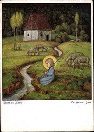Bild des Verkufers fr Knstler Ansichtskarte / Postkarte Schiestl, Matthus, Der fromme Hirte zum Verkauf von akpool GmbH