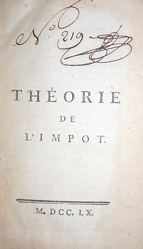 Imagen del vendedor de Thorie de l'impot. a la venta por LIBRAIRIE GIARD