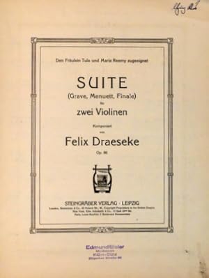 Suite (Grave, Menuett, Finale), für zwei Violinen, op. 86