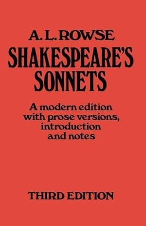 Image du vendeur pour Shakespeare S Sonnets: A Modern Edition, with Prose Versions, Introduction and Notes mis en vente par moluna