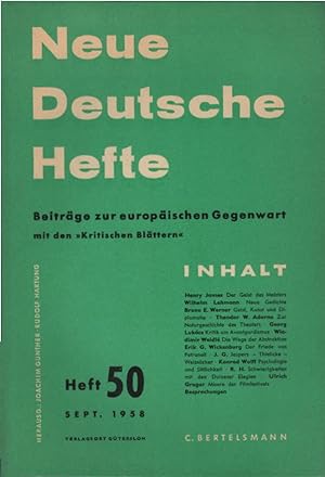 Immagine del venditore per Neue Deutsche Hefte. Beitrge zur europischen Gegenwart; Heft 50, Sept. 1958. venduto da Schrmann und Kiewning GbR