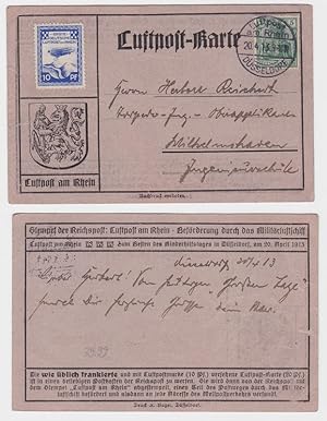 85555 Luftpostkarte Düsseldorf Luftpost am Rhein 1913