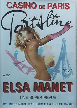 "CASINO DE PARIS : PARIS LINE" Affiche originale entoilée / REVUE PARIS LINE avec ELSA MANET / Of...