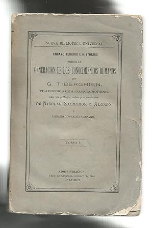 Bild des Verkufers fr Ensayo terico e histrico sobre la generacin de los conocimientos humanos. Tomo I. zum Verkauf von Librera El Crabo