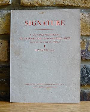 Immagine del venditore per Signature: A Quadrimestrial Of Typography And Graphic Arts No.1 November 1935 venduto da Lott Rare Books