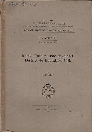 Seller image for Mines Mother Lode et Sunset, District de Boundary, C.B. for sale by Biblioteca di Babele