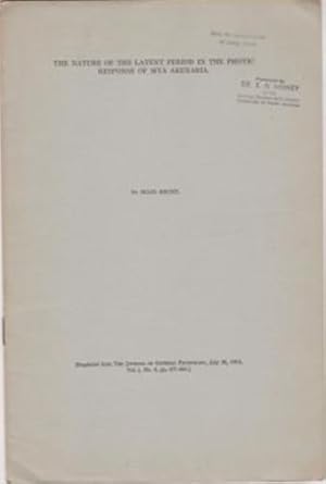 Bild des Verk�ufers f�r The Nature of The Latent Period in The Photic Response of Mya Arenaria zum Verkauf von Robinson Street Books, IOBA