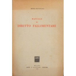 Immagine del venditore per Manuale di diritto fallimentare venduto da Libreria Antiquaria Giulio Cesare di Daniele Corradi