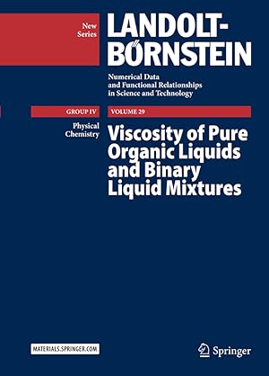 Image du vendeur pour Viscosity of Pure Organic Liquids and Binary Liquid Mixtures mis en vente par moluna