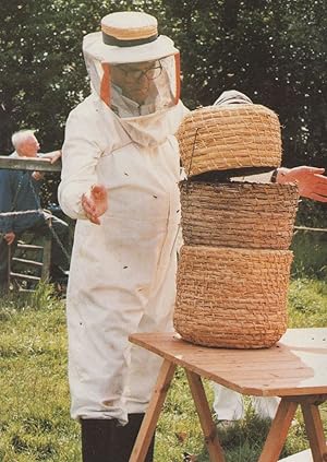 30,000 Bees Straw Hive Bee Transfer Brave Beekeeper Postcard