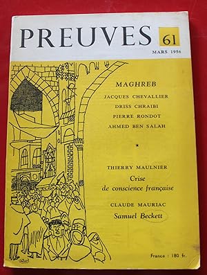 Image du vendeur pour PREUVES - Revue n61 (1956) Maghreb, A ben Salah, B Buffet, S Beckett. mis en vente par Bouquinerie Spia