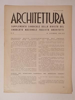 Architettura. Supplemento sindacale della rivista del sindacato nazionale fascista architetti 30 ...