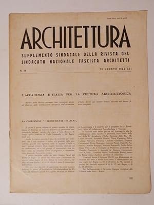 Architettura. Supplemento sindacale della rivista del sindacato nazionale fascista architetti 20 ...