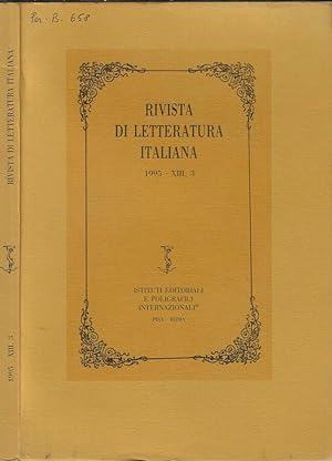 Bild des Verkufers fr Rivista di letteratura italiana 1995 XIII N. 3 zum Verkauf von Biblioteca di Babele