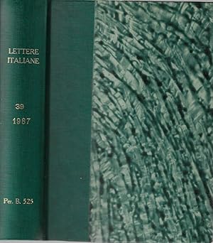 Image du vendeur pour Lettere italiane anno 1987 (annata completa) Rivista trimestrale mis en vente par Biblioteca di Babele