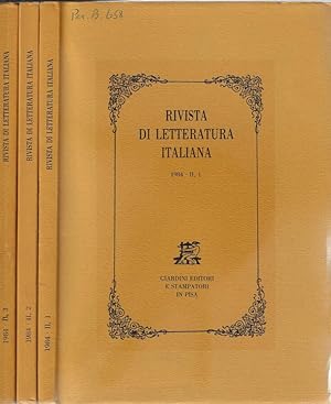 Bild des Verkufers fr Rivista di letteratura italiana 1984 II N. 1, 2, 3 (annata completa) zum Verkauf von Biblioteca di Babele