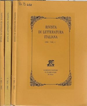 Bild des Verkufers fr Rivista di letteratura italiana 1990 VIII N. 1, 2, 3 (annata completa) zum Verkauf von Biblioteca di Babele