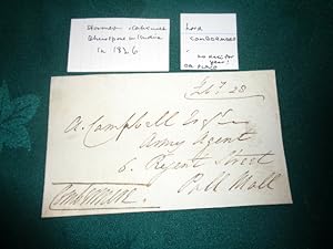 Imagen del vendedor de Autograph on piece: Addressed to. A Campbell. Army Agent 6 Regent St, Pall Mall. Feb 1828. a la venta por Colophon Books (UK)