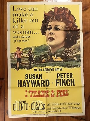 Imagen del vendedor de I Thank a Fool One Sheet 1962 Susan Hayward, Peter Finch a la venta por AcornBooksNH