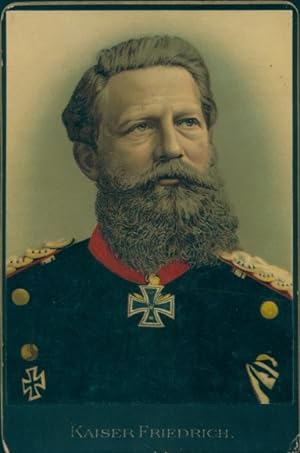 Litho Kaiser Friedrich III., Portrait, Uniform, Eisernes Kreuz