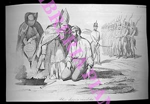 Ugo Bassi torturato con ferri ardenti dal Papa e da un prete, mentre soldati austriaci lo attendo...