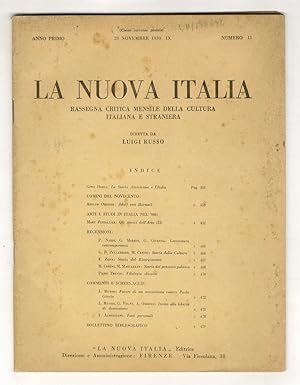 NUOVA (LA) Italia. Rassegna critica mensile della cultura italiana e straniera. Diretta da Luigi ...