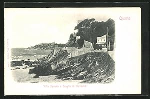 Cartolina Quarto, Villa Spinola e Scoglio di Garibaldi