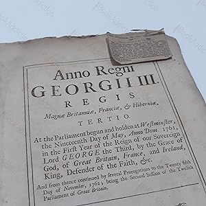Anno Regni George III Regis : An Act for the Encouragement of John Harrison to publish and make k...