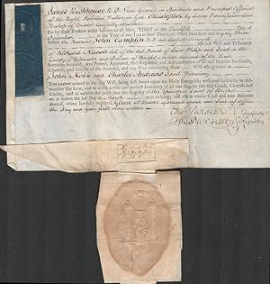 Probate certificate of Richard Newall of Bristol, Gloucestershire.