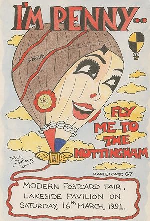 Nottingham Hot Air Balloon Penny Exhibition Advertising Postcard