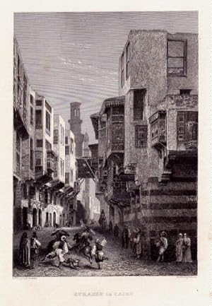 Seller image for Strasse in Cairo. Stahlstich aus Meyer`s Universum. for sale by Antiquariat Heinz Tessin