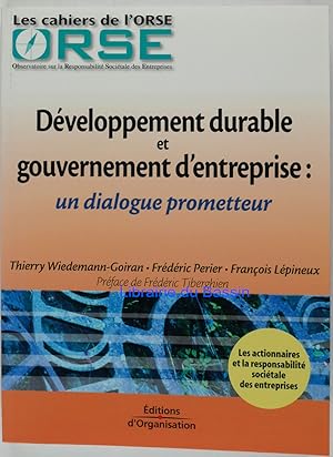 Bild des Verkufers fr Dveloppement durable et gouvernement d'entreprise : un dialogue prometteur zum Verkauf von Librairie du Bassin