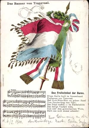 Lied Ansichtskarte / Postkarte Das Freiheitslied der Buren, Burenkrieg, Das Banner von Transvaal