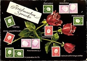 Ansichtskarte / Postkarte Briefmarkensprache, Rosen