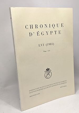 Seller image for Chronique d'Egypte LVI (1981) Fasc. 111 for sale by crealivres