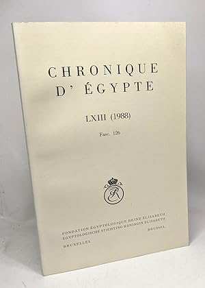 Seller image for Chronique d'Egypte - LXIII (1988) fasc. 126 for sale by crealivres