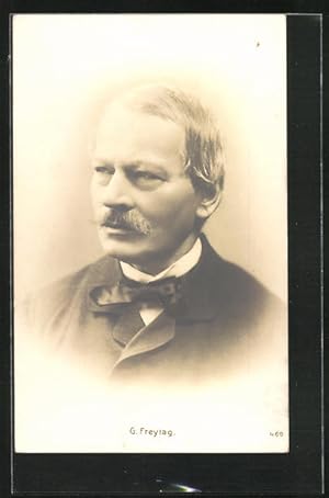 Bild des Verkufers fr Ansichtskarte Gustav Freytag, Portrait des Deutschen Schriftstellers zum Verkauf von Bartko-Reher