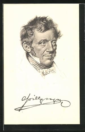 Bild des Verkufers fr Ansichtskarte Franz Grillparzer, Portrait des Dichters und Lehrers zum Verkauf von Bartko-Reher