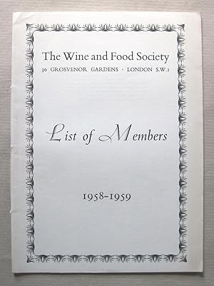 The Wine and Food Society: List of Members 1958-59.