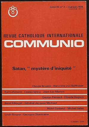 Immagine del venditore per Communio Tome IV, n3, mai-juin 1979 - Satan, "mystre d'iniquit" venduto da LibrairieLaLettre2