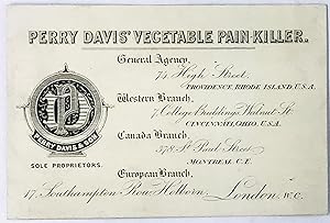 [QUACKERY] [TRADE CARD] PERRY DAVIS' VEGETABLE PAIN KILLER